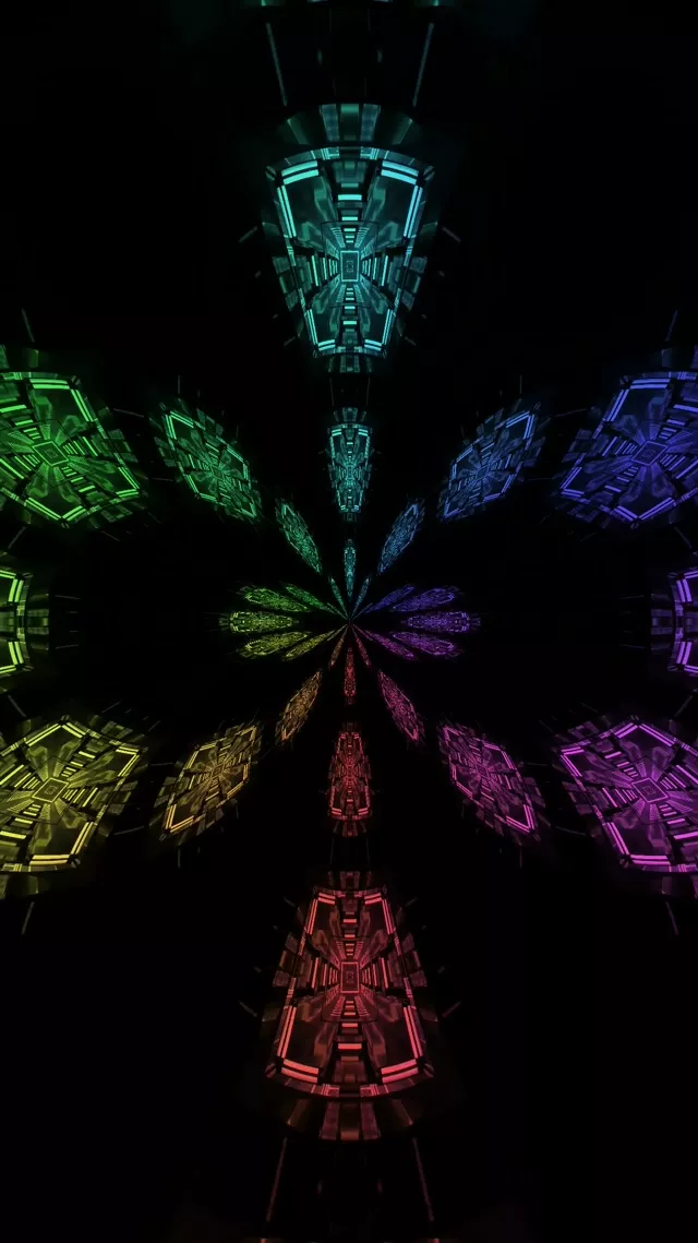 9:16 रीलस नियोन टनल रेनबो फ्रैक्टल कॉरिडोर 60fps स्क्रीनसेवर लाइव वॉलपेपर