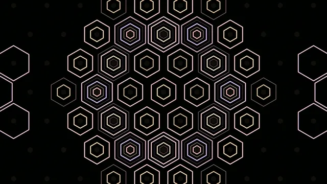 A series of hexagons create patterns on a dark background