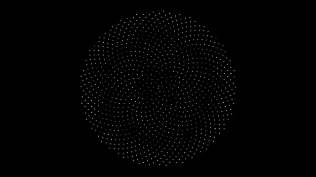 Abstract 4K particle sphere animation with geometric plus symbols