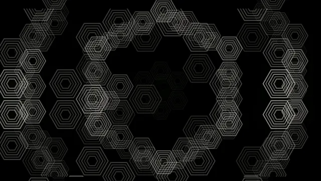 Abstract Hexagon Grid Animation on Black Background