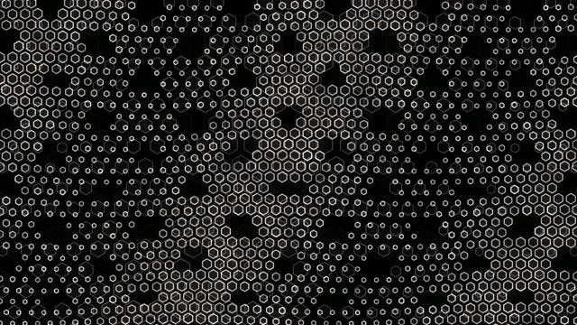 Abstract Hexagon Network Animation on Black Background