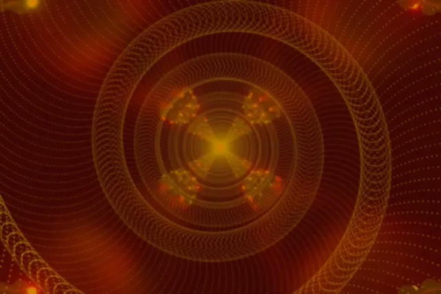 Túnel Neón Vórtice Espiral Dourada VJ Loop 3:2 Surface 60fps Salvapantallas