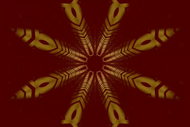 Mrango wa Neon Golden Star Kaleidoscope VJLoops 3:2 Surface 60fps Skrinseva