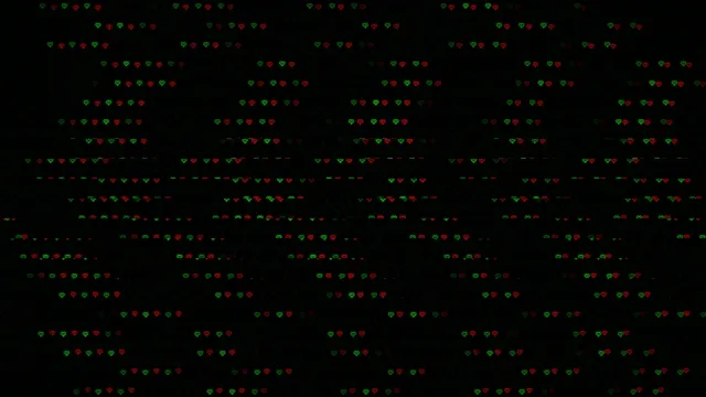 Animated Green and Red Hearts on Black Background 4K