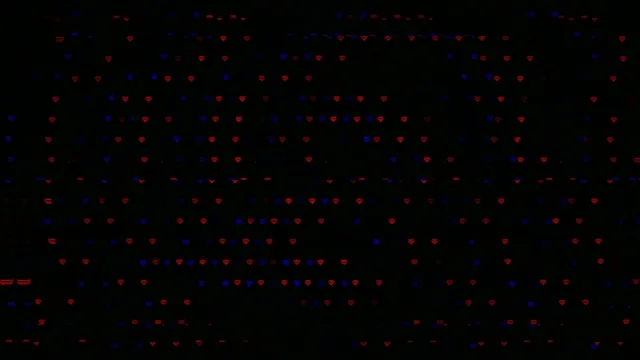 Animated Red and Blue Hearts on Black Background