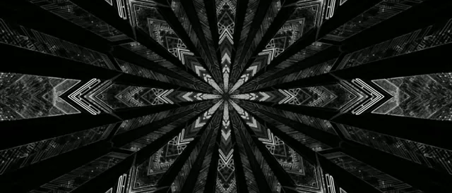 काला नियॉन टनल स्क्रीनसेवर 21:9 Ultrawide 60fps VJ Loop ज्यामितीय स्टार