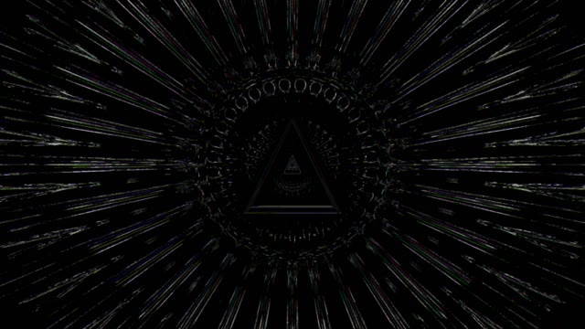 Black Neon Tunnel with Geometric Triangle 60fps - Digital Light Vortex