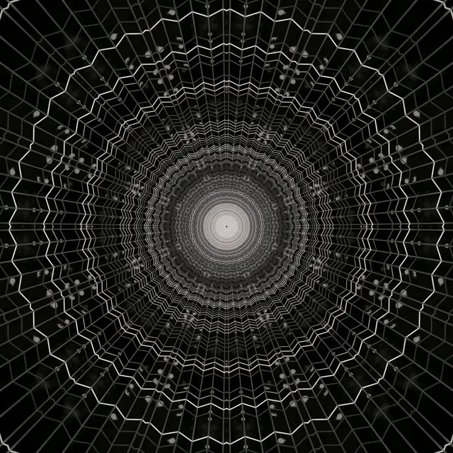 Neon Tunnel Spinnenweb Vortex VJ Loop 1:1 Vierkant 60fps Schermbeveiliging