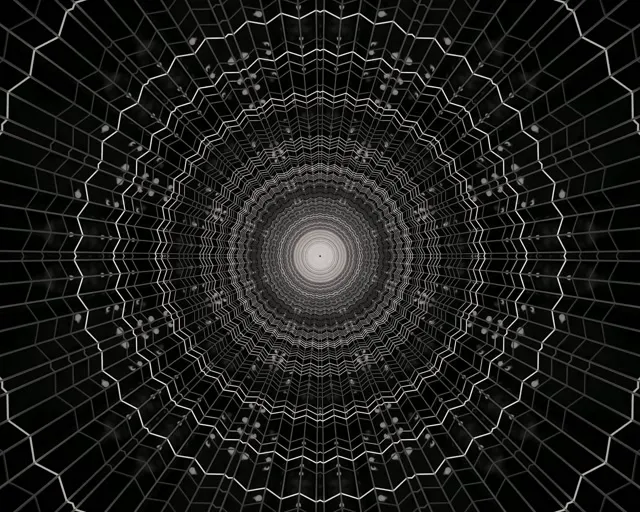 Tunel Neonowy Pajęcza Sieć Wir VJ Loop 5:4 Industrial 60fps Wygaszacz