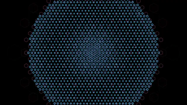 Blue dots create a circle design on a black background