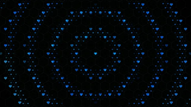 Blue glowing hearts 4K UHD seamless looping motion background