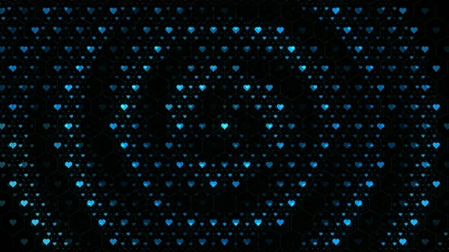 Blue Glowing Hearts Network Pattern 4K