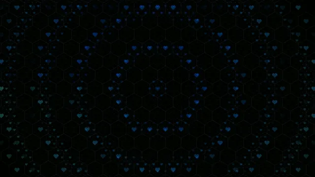 Blue glowing hearts on hexagon grid 4K ultra HD motion background