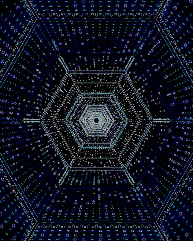 Neontunneli Kuusikulmio Pyörre VJLoops 4:5 Instagram 60fps Näytönsäästäjä