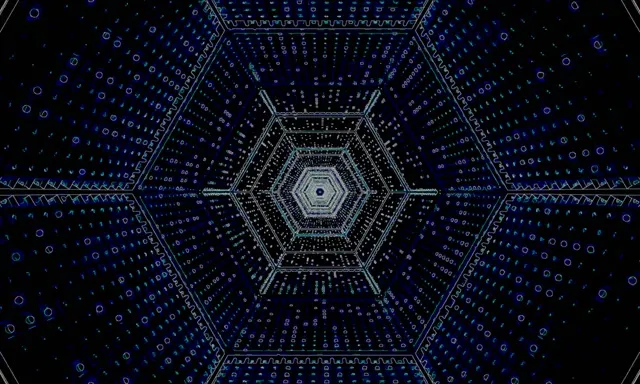 VjLoops Neon Tonnel Blou Heksagon Vorteks 5:3 Wyd 60fps Skermsaver