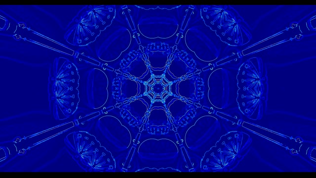 Plavi Neon Kaleidoskop Uzorak - Apstraktna Simetrična Pokretna Pozadina Petlja