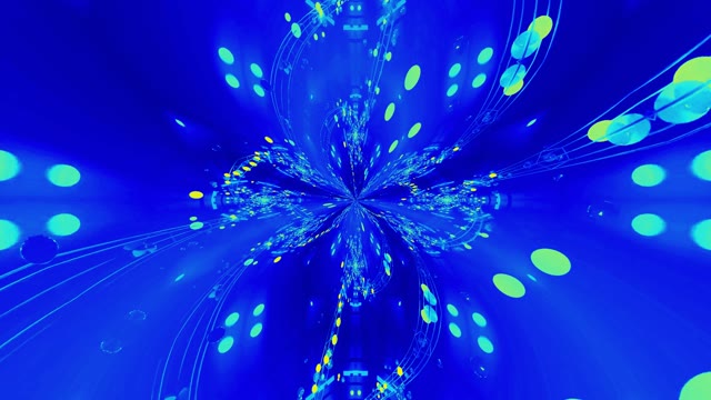 Blue neon tunnel 60fps with glowing cyan particles and radial light streaks