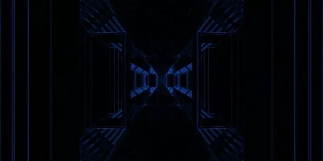 Hầm Neon Xanh Hành Lang Vòng 2:1 Univisium 60fps Screensaver VJLoops