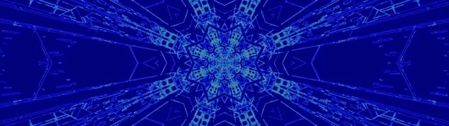 Blauer Neon Tunnel Kaleidoskop 32:9 Super Ultrawide 60fps Bildschirmschoner VJ Loop
