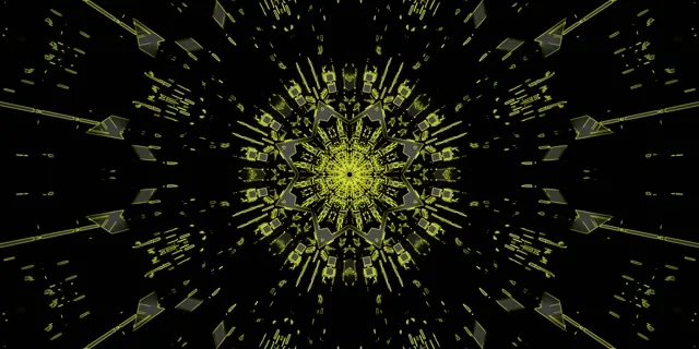 藍色碎形萬花筒霓虹隧道 2:1 Univisium 60fps 螢幕保護程式 Vj Loop