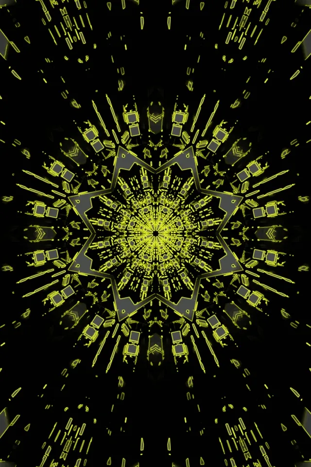 Terowongan Neon Kaleidoskop Bintang Biru VJ Loop 2:3 Photo Portrait 60fps Screensaver