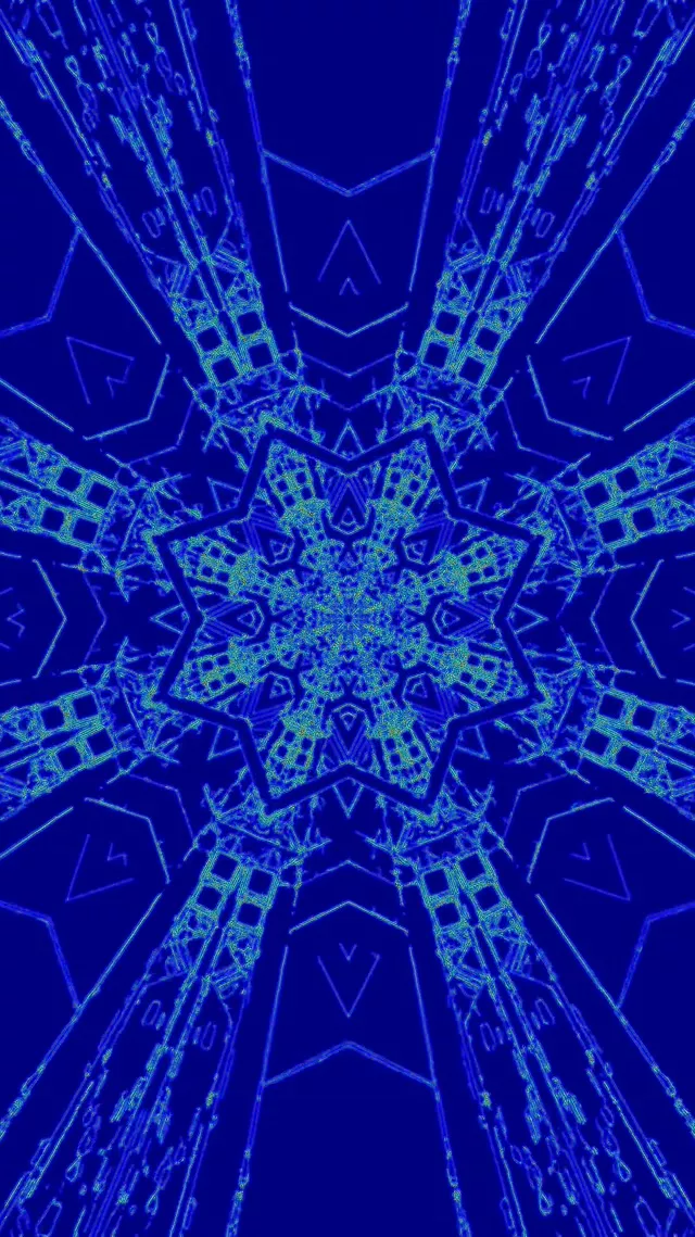 Blå Neon Tunnel Mandala 60fps Skärmsläckare 9:16 Reels VJ Loop