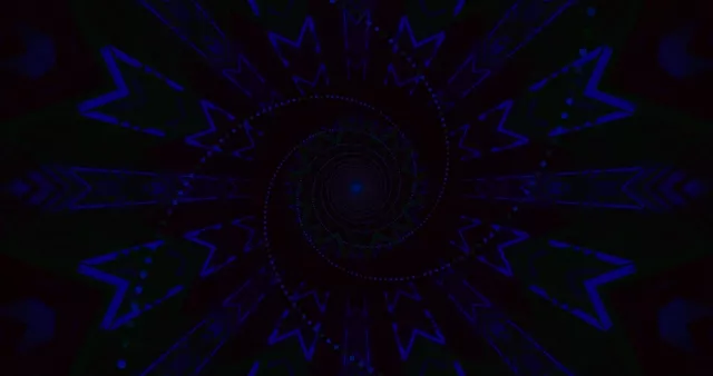 Terowong Neon Biru Mandala Penyelamat Skrin 4K UHD 60fps VJ Loop