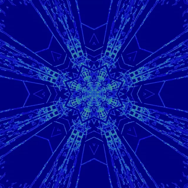 Blå Neon Tunnel Mandala Stjerne 1:1 Kvadrat 60fps Pauseskærm VJLoops