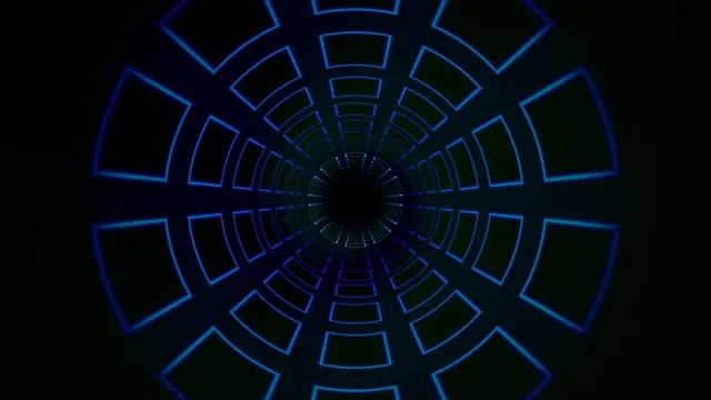 Blue Neon Tunnel Motion Graphics 4K