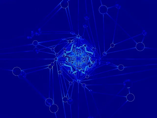 شاشة توقف نفق نيون أزرق شبكة 4:3 كلاسيكي 60fps VJ Loop