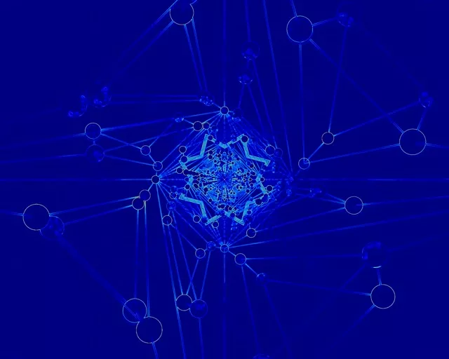 Blå Neon Tunnel Netværk Pauseskærm 5:4 industriel 60fps VJ Loop