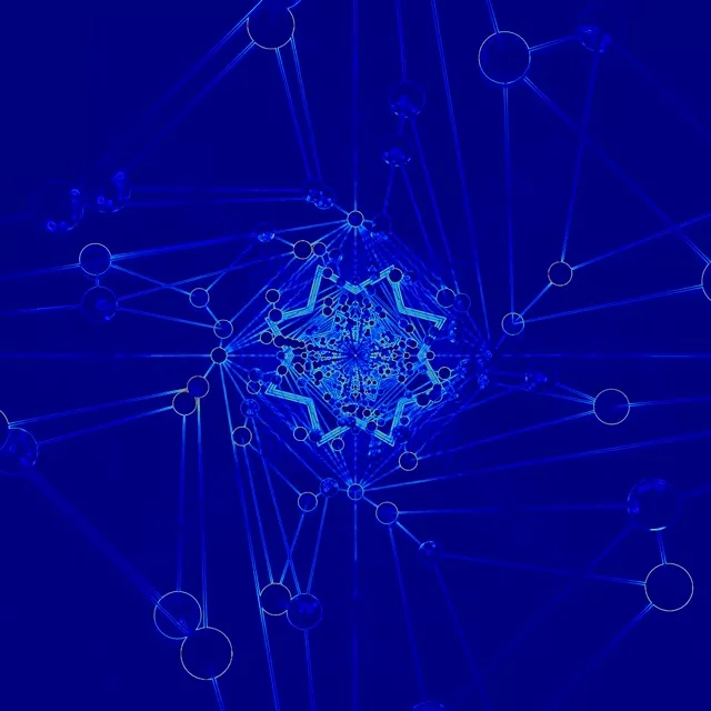 Blå Neon Tunnel Pauseskærm 1:1 Kvadrat 60fps VJ Loop PC Laptop