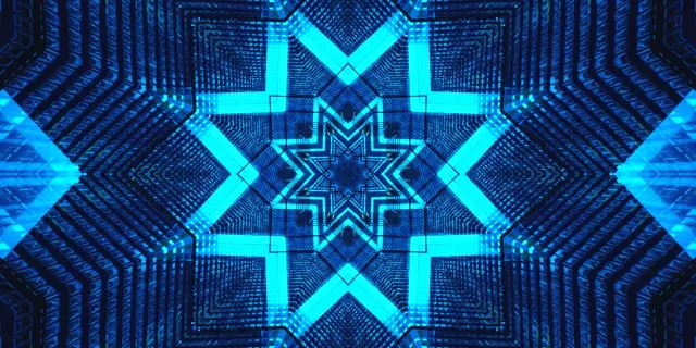 อุโมงค์นีออนสีน้ำเงิน screensaver 2:1 univisium 60fps รูปแบบดาวเรขาคณิต VJLoops windows 11