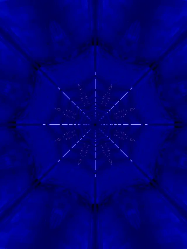 نفق نيون أزرق كاليدوسكوب ندفة ثلج VJ Loop 3:4 iPad عمودي 60fps شاشة التوقف