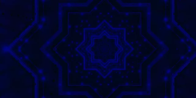 Neonový Tunel Modrá Hvězda Mandala VJ Loop 2:1 Univisium 60fps Spořič