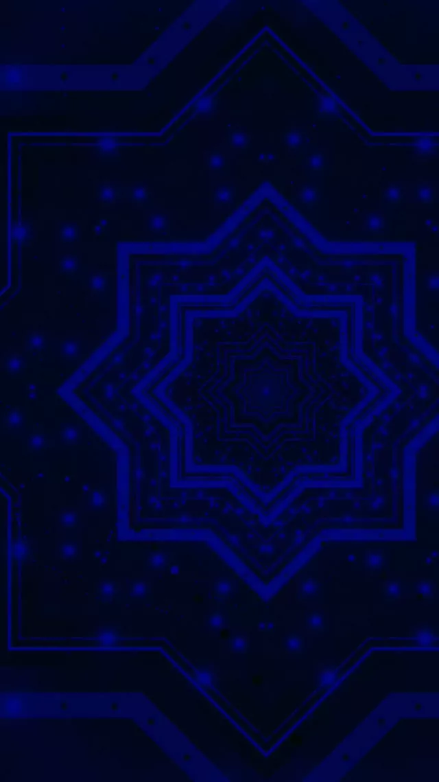 Neon Alagút Kék Csillag Mandala VJ Loop 9:16 Reels 60fps Képernyővédő