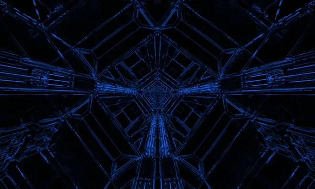 Blå Neon Tunnel Pauseskærm 5:3 Wide 60fps VJ Loop PC Laptop