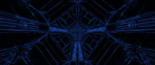 Blou Neon Tonnel Sluimerskerm 60fps 2.39:1 Cinemascope VJLoops PC Skootrekenaar