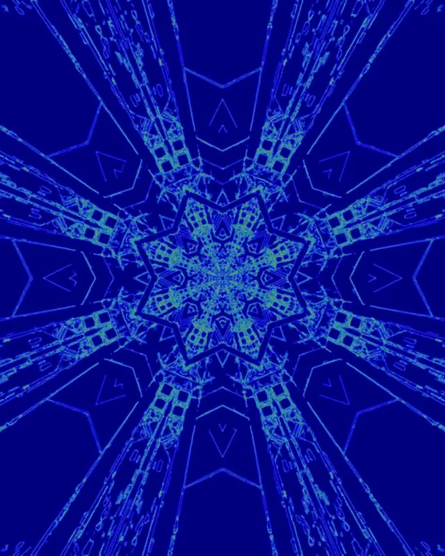 Tunel Neon Albastru Fractală Stea Screensaver 60fps 4:5 Instagram Vj Loop