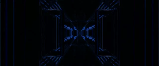 Túnel Neon Azul Corredor Simétrico VJLoops 2.39:1 Cinemascope 60fps Protetor de Tela