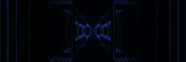 Plavi Neon Tunel Simetrični Hodnik VJ Loop 3:1 Triple Wide 60fps Screensaver