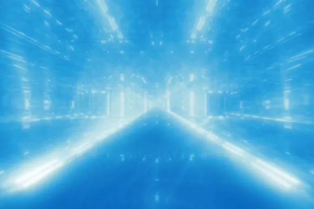 Blue Neon Tunnel VJ Loop 60fps Screensaver Glowing Light Corridor