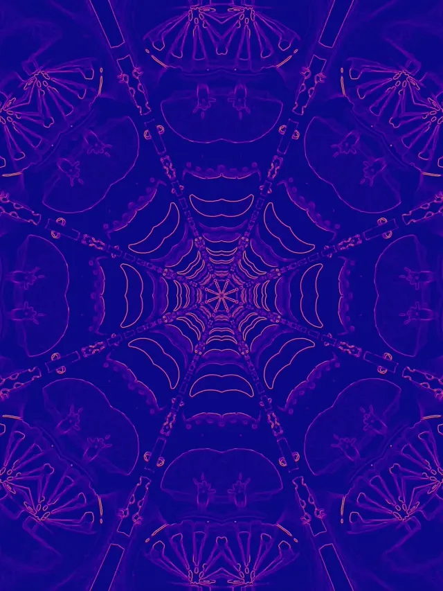 Neontunneli Hämähäkinverkko Kaleidoskooppi 3:4 iPad Portrait 60fps Näytönsäästäjä Vj Loop