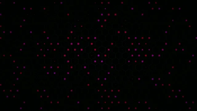 Bright dots form patterns on a dark background in digital art