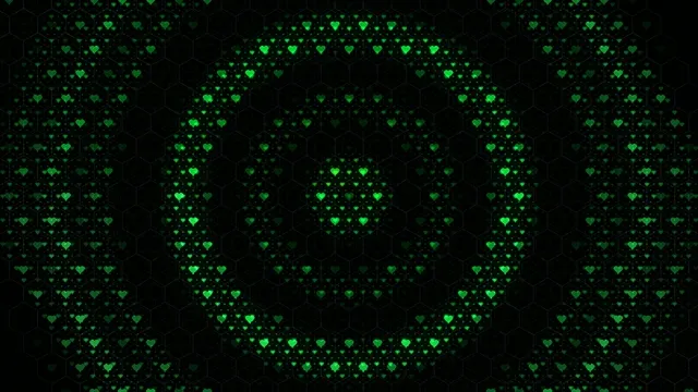 Bright green glowing hearts 4K UHD widescreen looping background
