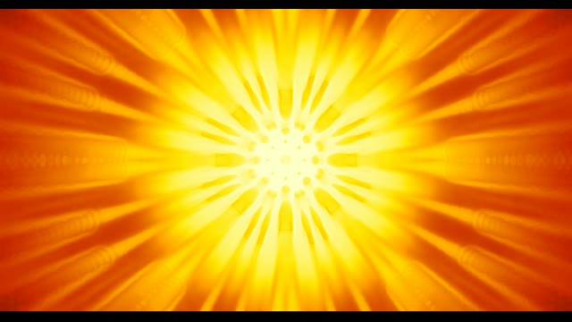 Bright Yellow Sun Burst Neon Tunnel 60fps with Radiating Light Rays