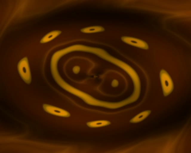 Pruun neoon-tunnel VJLoops 5:4 Industrial 60fps kuvaesaver kollaste rõngadega