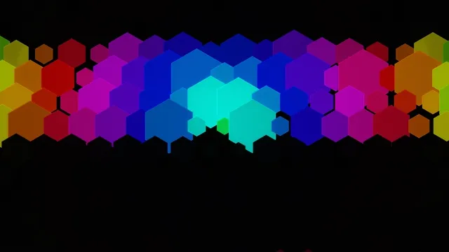 Colorful 3D Hexagon Animation on Black Background