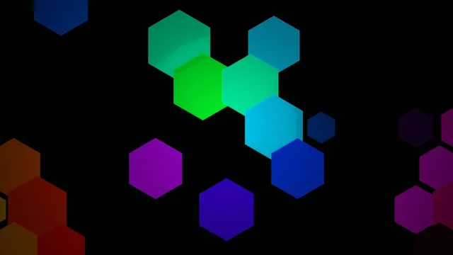 Colorful 3D Hexagon Animation on Black Background