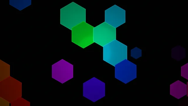 Colorful 3D Hexagons Animation on Black Background